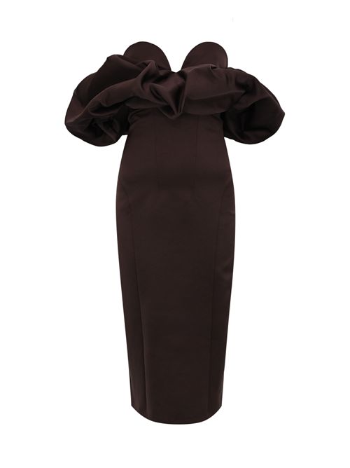 Abito in duchesse con scollo 3D Merlot Elisabetta Franchi | AB71456E2EA4